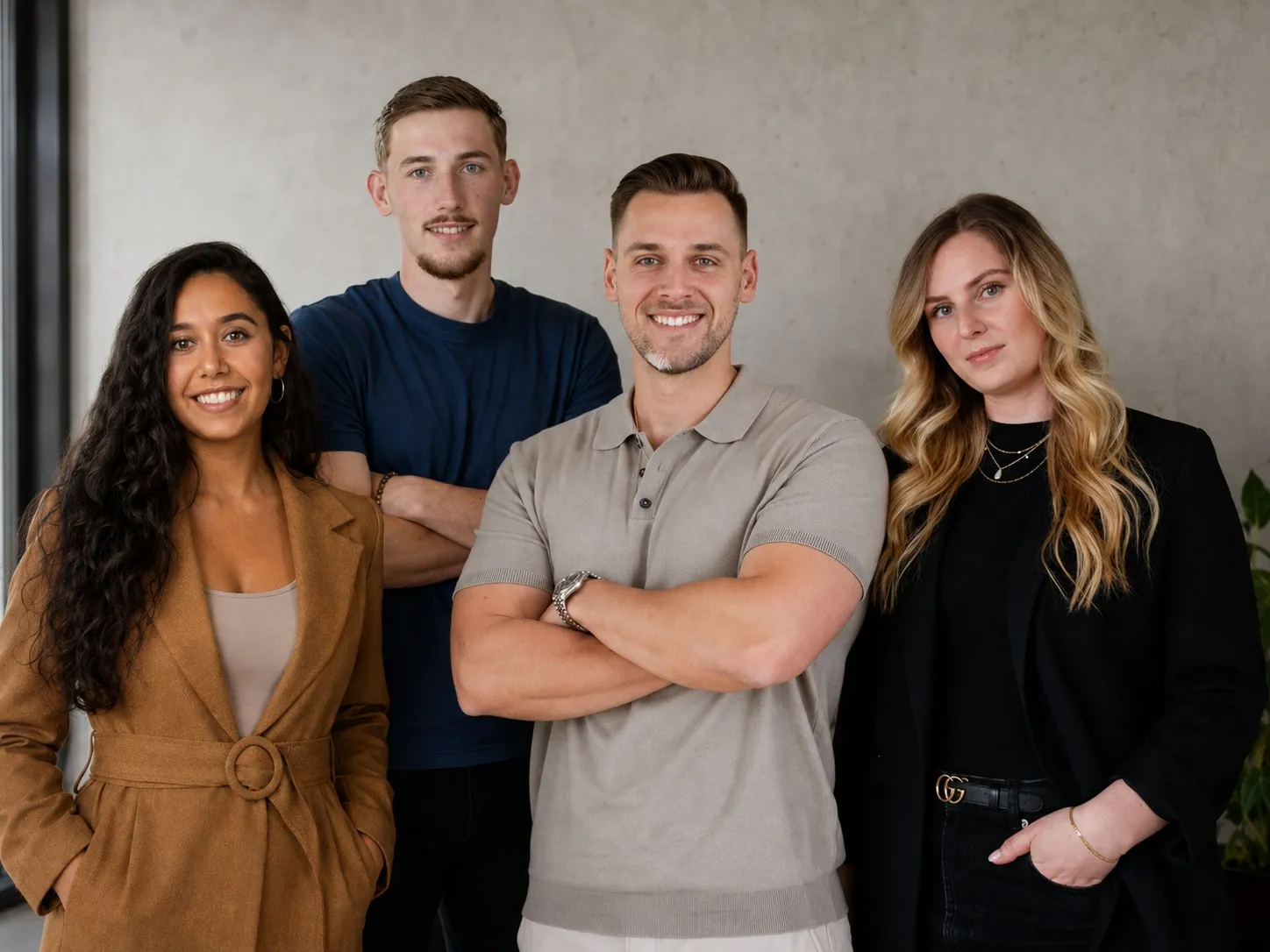 Alischa Hartje, David Mergelmeyer, Jan Röcker und Süreyya Celik im Showroom