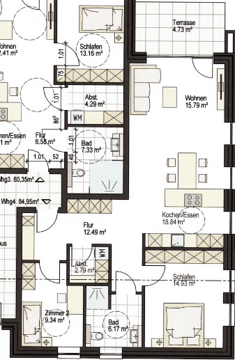 Grundriss Erdgeschoss, Wohnung 4