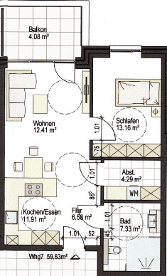 Grundriss 1. OG, Wohnung 7